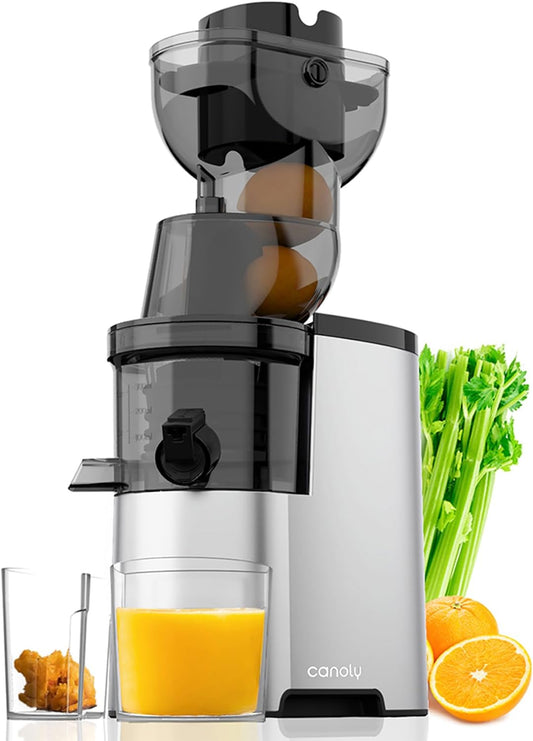 Canoly Chew Juicer Machines, 300W 3.5 Inch (88mm), Cold Slow Press Juicer with Large Feed Channel, Electric Juicers for Vegetables and Fruits, Easy to Clean