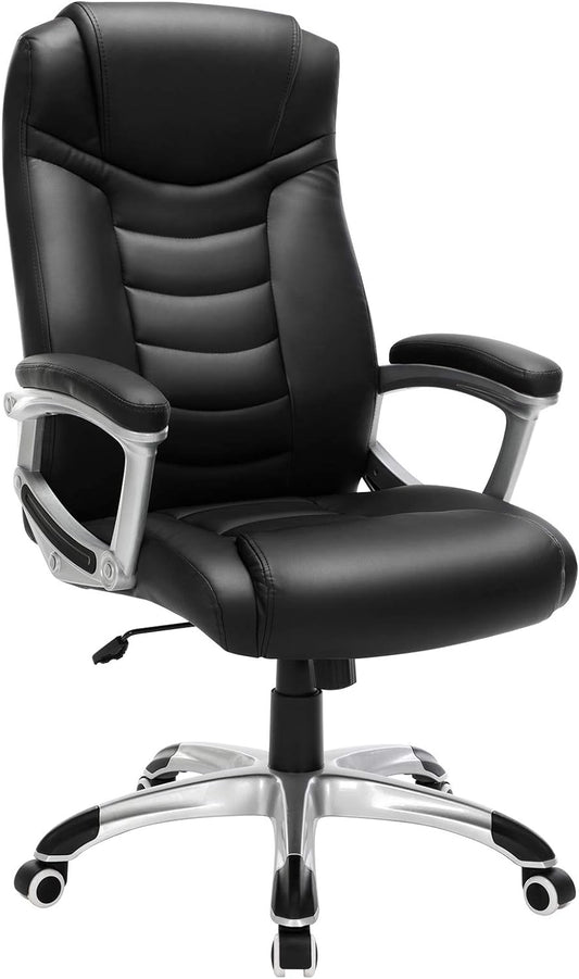 Songmics Executive Office Chair, Durable And Stable, Height Adjustable, Ergonomic, Black, Obg21BUK