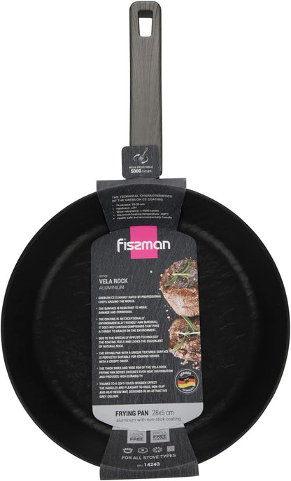 Fissman Frying Pan VELA ROCK 20 cm with Induction Bottom Aluminum and Non-Stick Coating, Perfect For Omelets Pan, Great For Fish, Meat, Sauté Vegetables