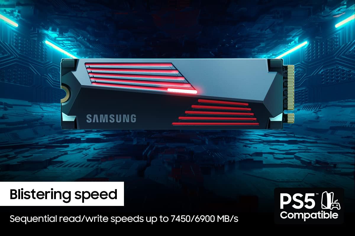 Samsung 990 PRO With Heatsink SSD 2TB PCIe 4.0 M.2 Internal Solid State Drive Up to 7,450 MB/s Read, 6,900 MB/s Write With Heatsink MZ-V9P2T0CW - CaveHubs