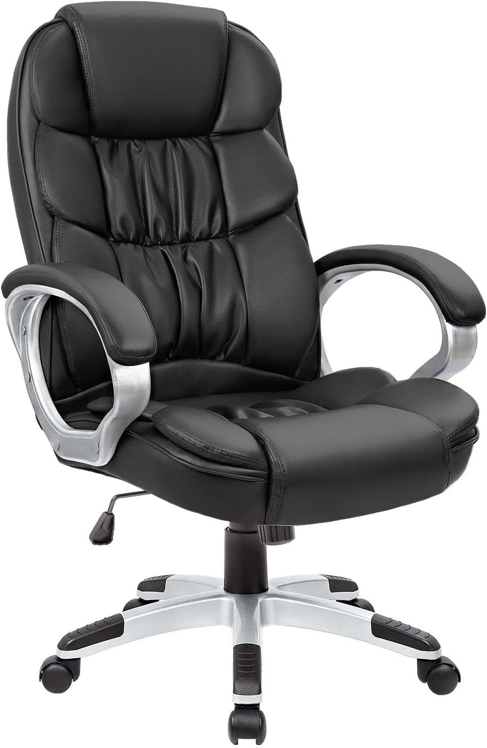 Homall Office Chair High Back Computer Desk Chair, PU Leather Adjustable Height Modern Executive Swivel Task Chair with Padded Armrests and Lumbar Support (Black)