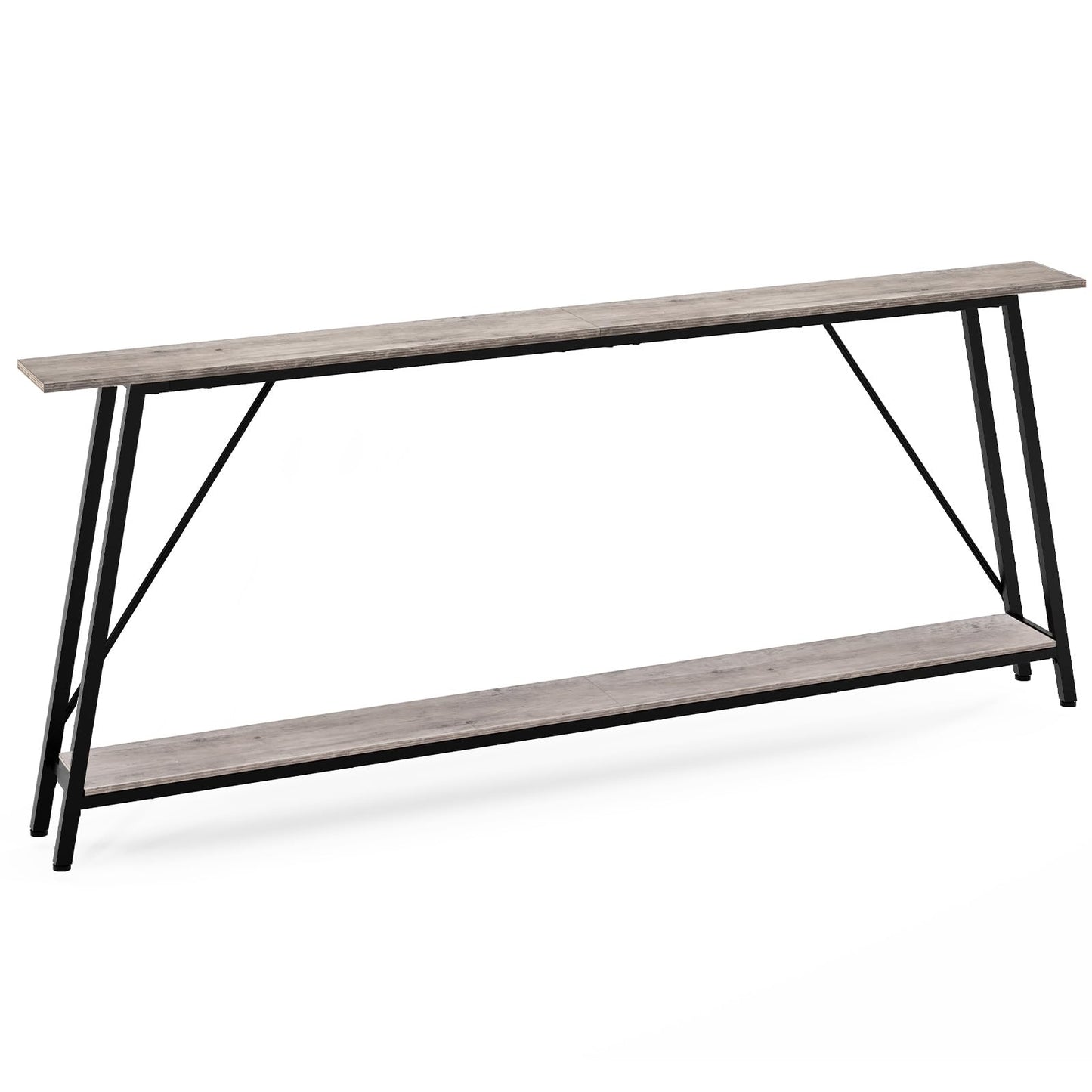 YATINEY 63" Console Table, Narrow Long Entryway Table, Industrial Skinny Sofa Tables, 2-Layer Hallway Table for Entryway, Display Table Behind Couch, Rustic Brown and Black CT16BR