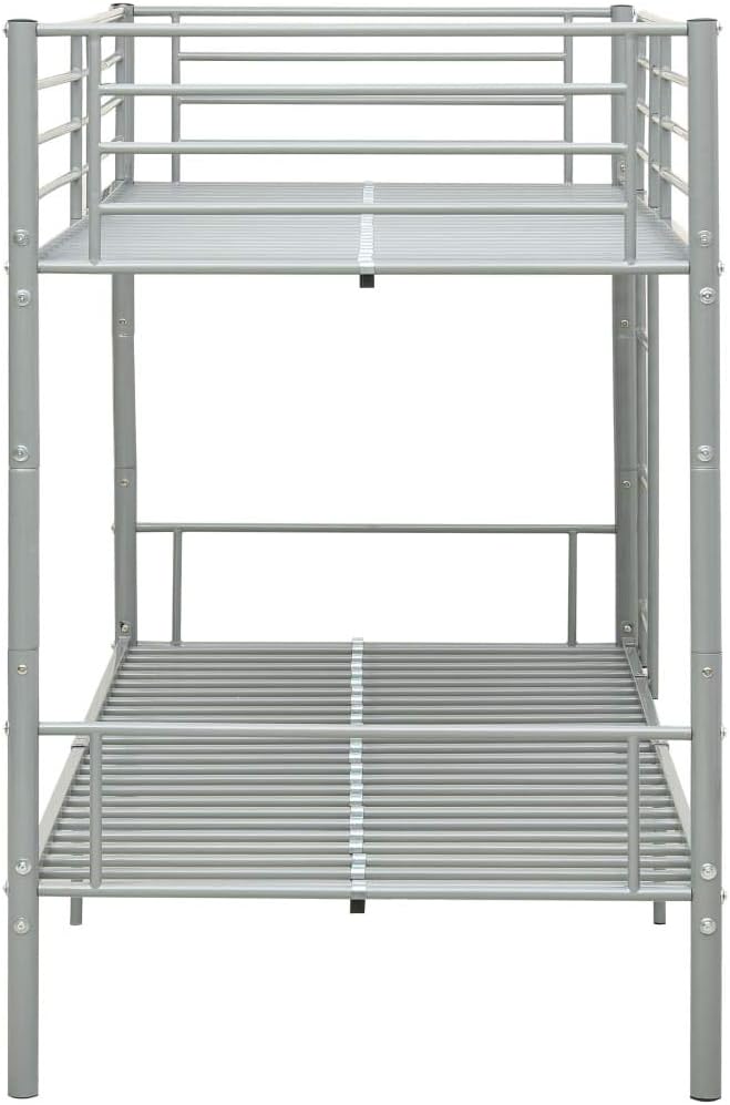 vidaXL Bunk Bed Grey Metal 90x200 cm