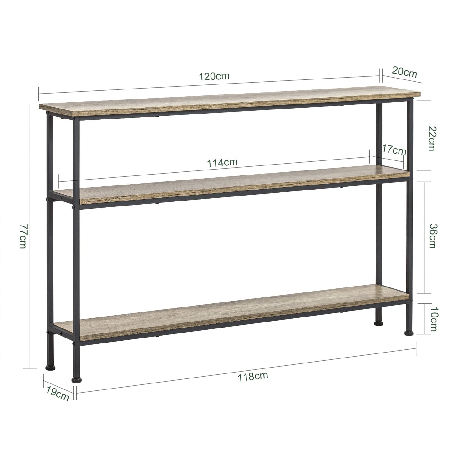 SoBuy (UAE STOCK) FSB49-PZ, Console Table Hall Table Living Room Table Sofa Table Narrow Side Table End Table with 3 Shelves, W120 x D20 x H77cm