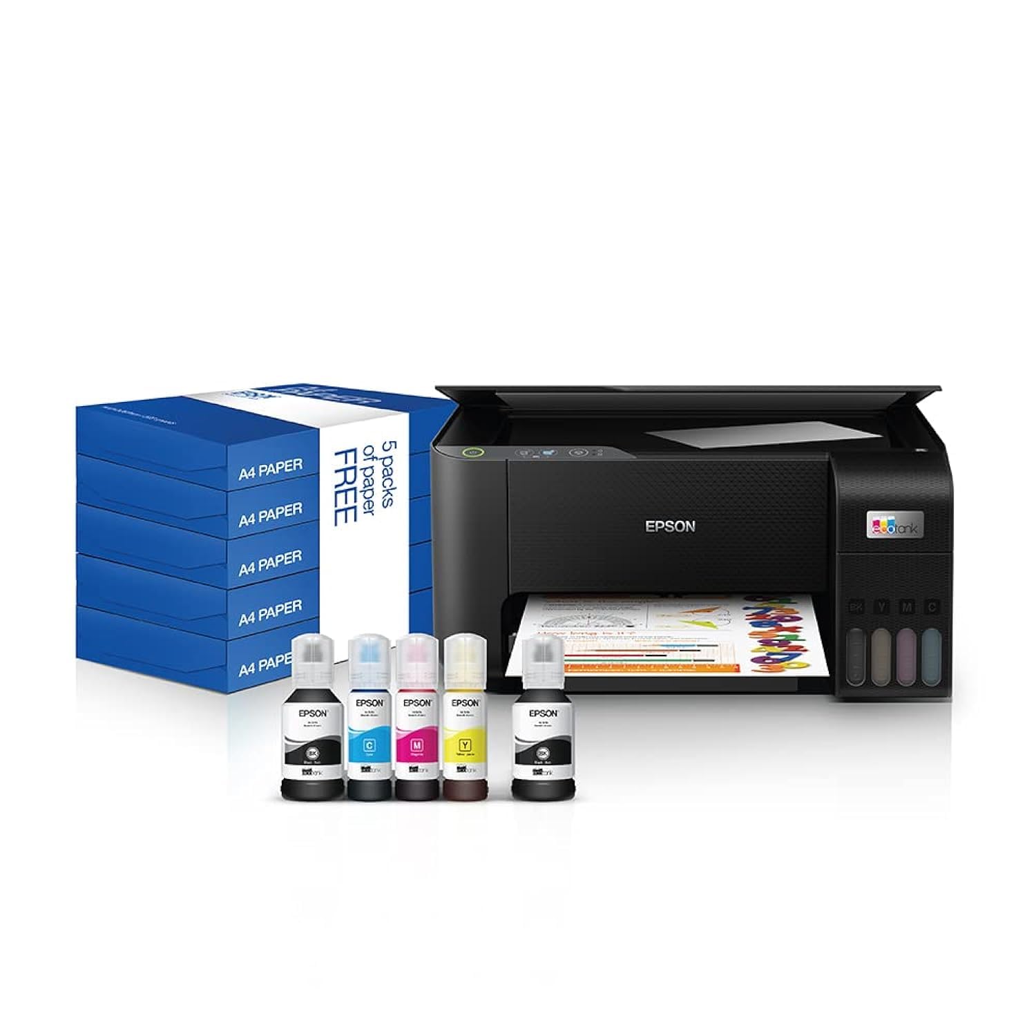 Epson Ecotank L3210 Home Ink Tank Printer A4, Colour, 3 In 1 Printer, Black, Compact - CaveHubs