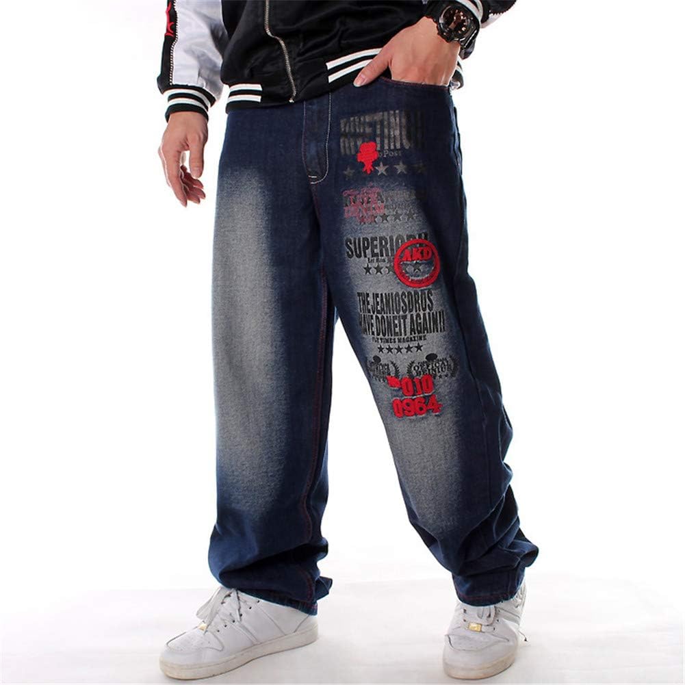 LUOBANIU Men's Vintage Hip Hop Style Baggy Jeans Denim Loose Fit Dance Skateboard Pants