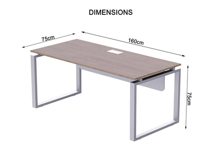 Mahmayi Carre Modern Workstation- Office Furniture with Steel Square Metal Legs, Silver Modesty Panel, Wood 3 Drawer Mobile Storage Unit, Tempered Glass Top for Office Executives, Home (140CM, White)