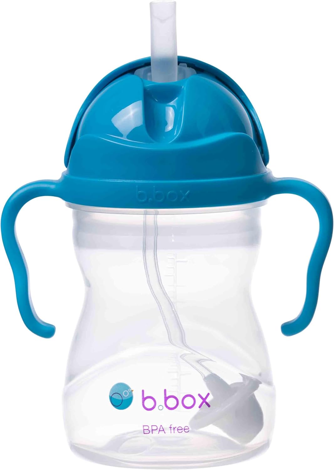 b.box Sippy Cup with Fliptop Weighted Straw, Drink from Any Angle | Spill Proof, Leak Proof & Easy Grip | BPA Free & Dishwasher Safe | Babies & Toddlers (Cherry Blossom 240ml)