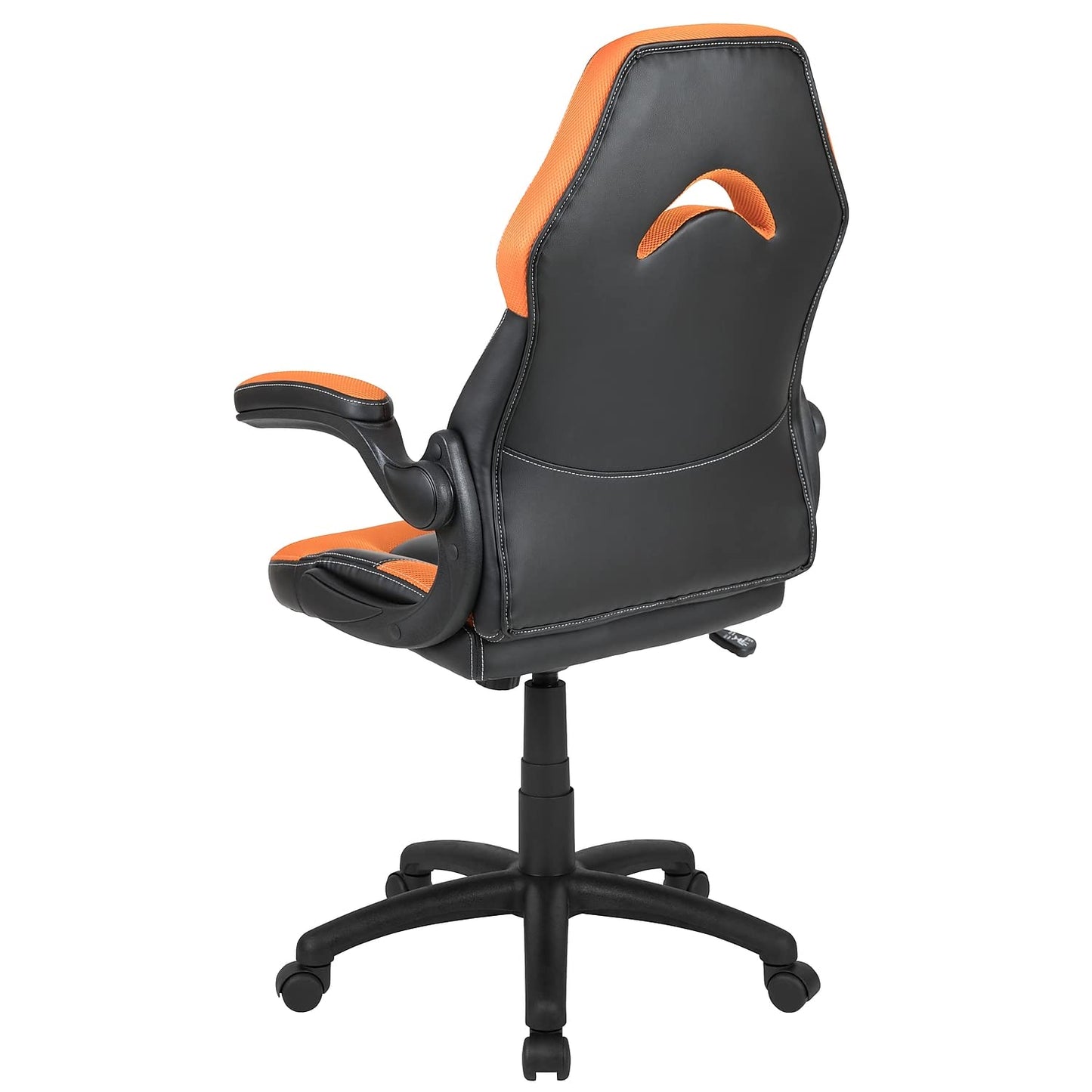 Flash Furniture X10 Gaming, Racing Office Ergonomic Computer PC Adjustable Swivel Chair with Flip-up Arms, Gray/Black LeatherSoft