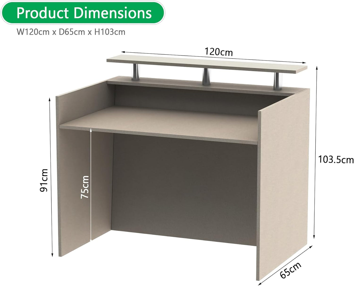 Mahmayi REC-2 Designer Reception Desk For Office Space, Front Office Desk (White-Coco Bolo)