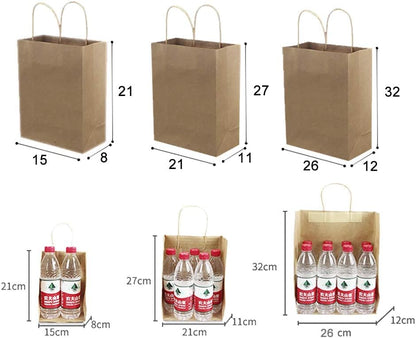 Showay Kraft Paper Bags - 48Pcs Craft Gift With Sturdy Handles Great For Shopping,Party,Gift,Birthday,Wedding,Party Celebration,Lunch,Merchandise And Retails (White, 21 * 15 * 8 Cm)