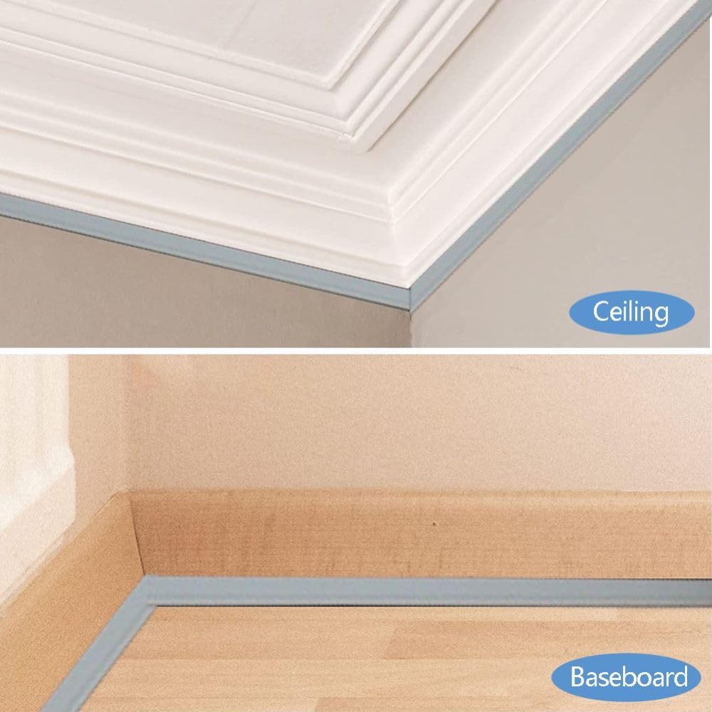 PVC Quadrant Trim,Skirting Board,Moulding Trim,Plastic Wall Corner Decoration Edging Strip Self Adhesive,Caulk Strip,Laminate Beading Anti-Mold Skirting Board,(5 Meters Long,27mm*20mm)