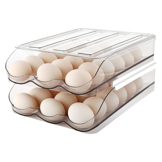 Large Capacity Egg Holder For Refrigerator - Egg Fresh Storage Box for Fridge, Egg Storage Container Organizer Bin, Clear Plastic Storage Container, Egg Storage & Egg Tray (2-layer)