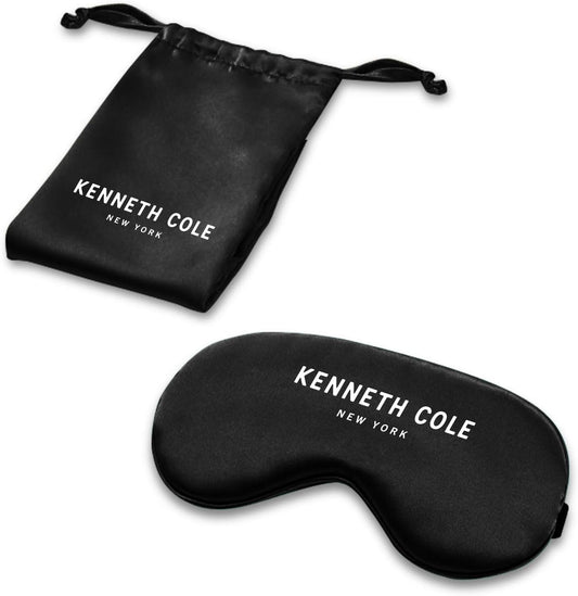 Kenneth Cole Pure Silk Sleep Mask, Eye Mask Cooling Reusable Super Soft With Adjustable Strap for Sleeping And Eye Mask For Sleeping Blocks Light Reduces Puffy Eyes, Black, Pack of 1