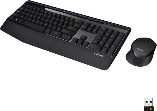 Logitech MK345 Wireless Combo Full-Sized Keyboard with Palm Rest and Comfortable Right-Handed Mouse - Black - CaveHubs