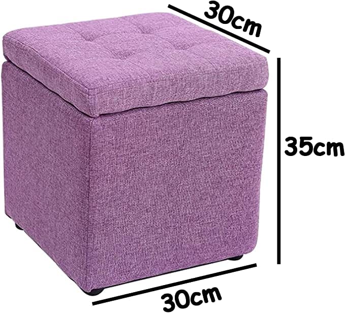 HOMETASTE Ottoman Storage Stool Cube - Multi-functional Bench Seat with Padded Memory Foam, Lid, & Stylish Square Chest Design for Home Living Room, Bedroom, Hallway, Shop, Office (Grey)