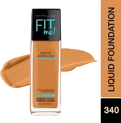 Maybelline New York Fit Me Matte+Poreless Liquid Foundation, 340 Cappuccino, 30 ml