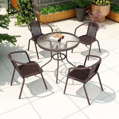 Vital Garden Dining Set 5 Piece Outdoor Furniture Patio Dining Table and Chair Balcony Dinner Table Dinner Chair Poly Rattan Anthracite & Grey