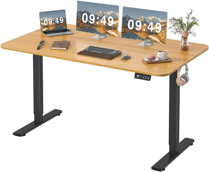 Furmax Electric Height Adjustable Standing Desk Large 55 x 24 Inches Sit Stand Up Desk Home Office Computer Desk Memory Preset with T-Shaped Metal Bracket, Black