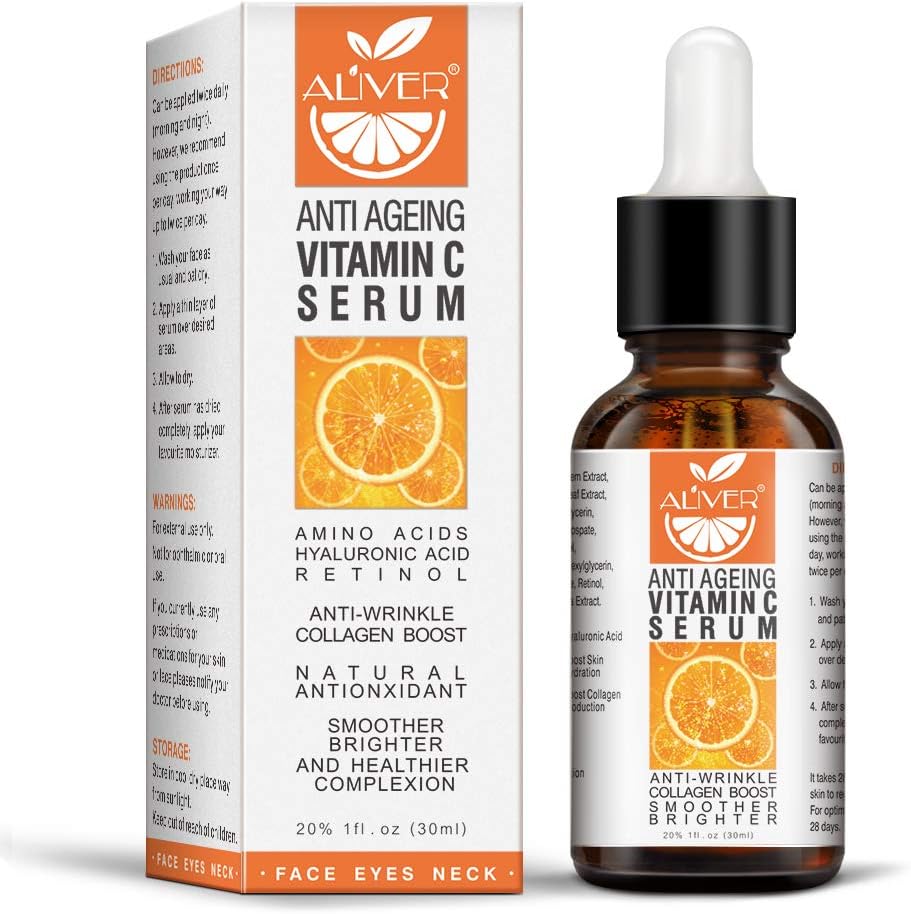 Vitamin C Serum for Face with Hyaluronic Acid, Day and Night Vitamin C Serum for Body Organic, Boost Skin Collagen, Brighten Hydrate & Plump Skin, Anti Aging & Wrinkle Facial Serum