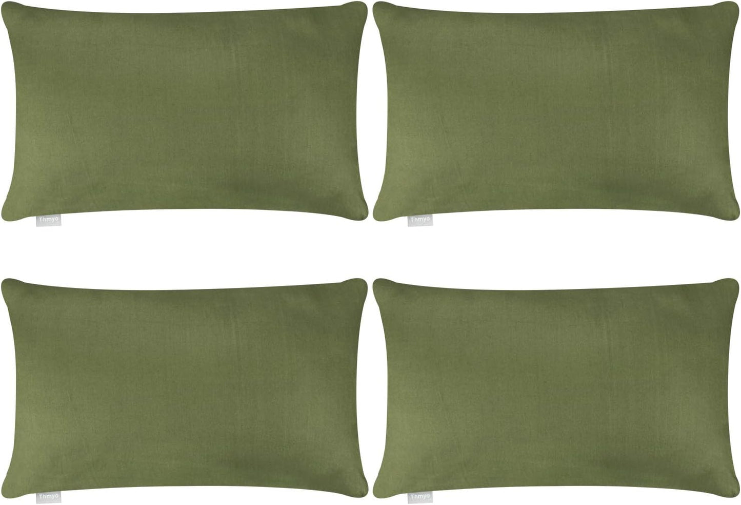 4-Pack 100% Cotton Comfortable Solid Decorative Throw Pillow Case Square Cushion Cover Pillowcase Sublimation Blank Pillow Covers(Cover Only,No Insert)(20x20inch/50x50cm, Christmas Green)