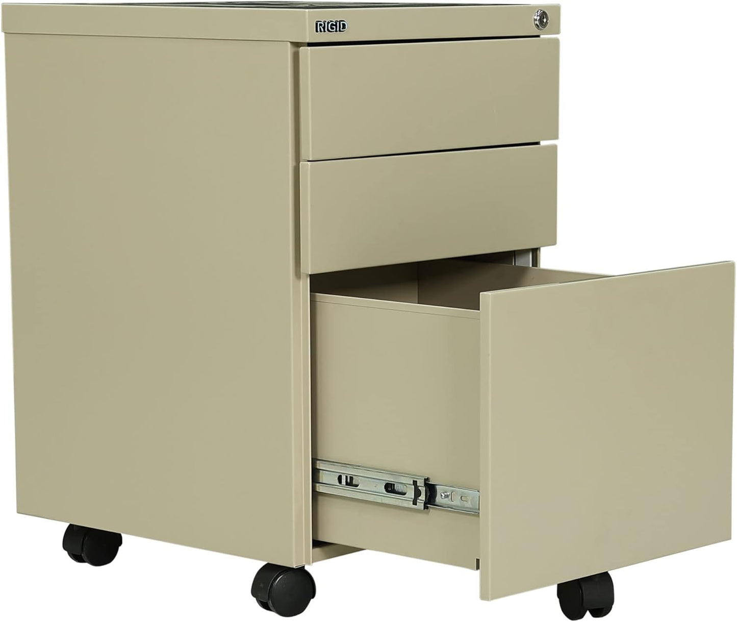 RIGID Steel Mobile Pedestal 2 Box Drawers & one file drawer pedestal Unit Modern & Sleek Office Furniture (Beige)