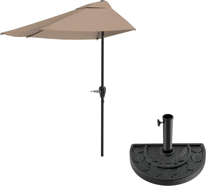 Pure Garden 9' Half Round Patio Umbrella