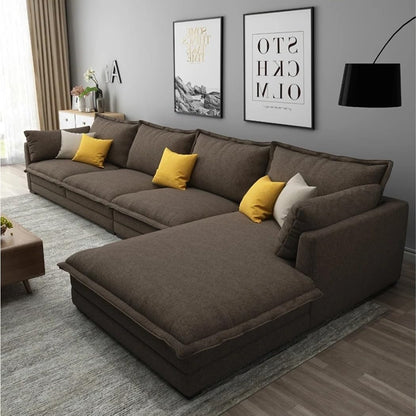 Modern L Shaped Sectional Sofa Set with Innovative Technology Cloth for Lounge Living Room Furniture (Left, Dark Grey)