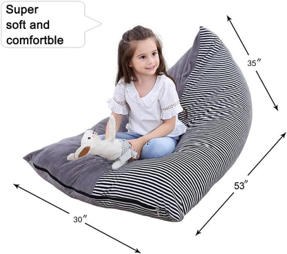 Bchway Stuffed Animal Storage Bean Bag Chair | 53" Extra Large Beanbag Cover for Kids and Adults, Plush Toys Holder and Organizer for Boys and Girls | Premium Velvet - Soft & Comfortabl (Stars Style)