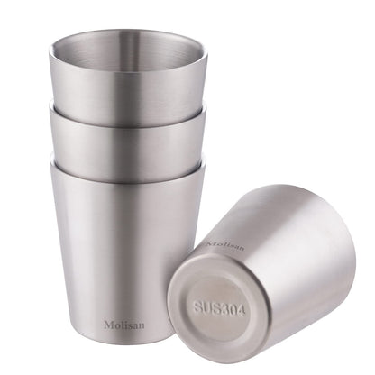 Stainless Steel Coffee Mugs, Double Wall Insulated Coffee Cups 4 Pack 300ml BPA Free Stainless Steel Tumblers Durable Drinking Cups for Home, Kitchen, office, Outdoor ideal for Ice Drinks/Hot Beverage