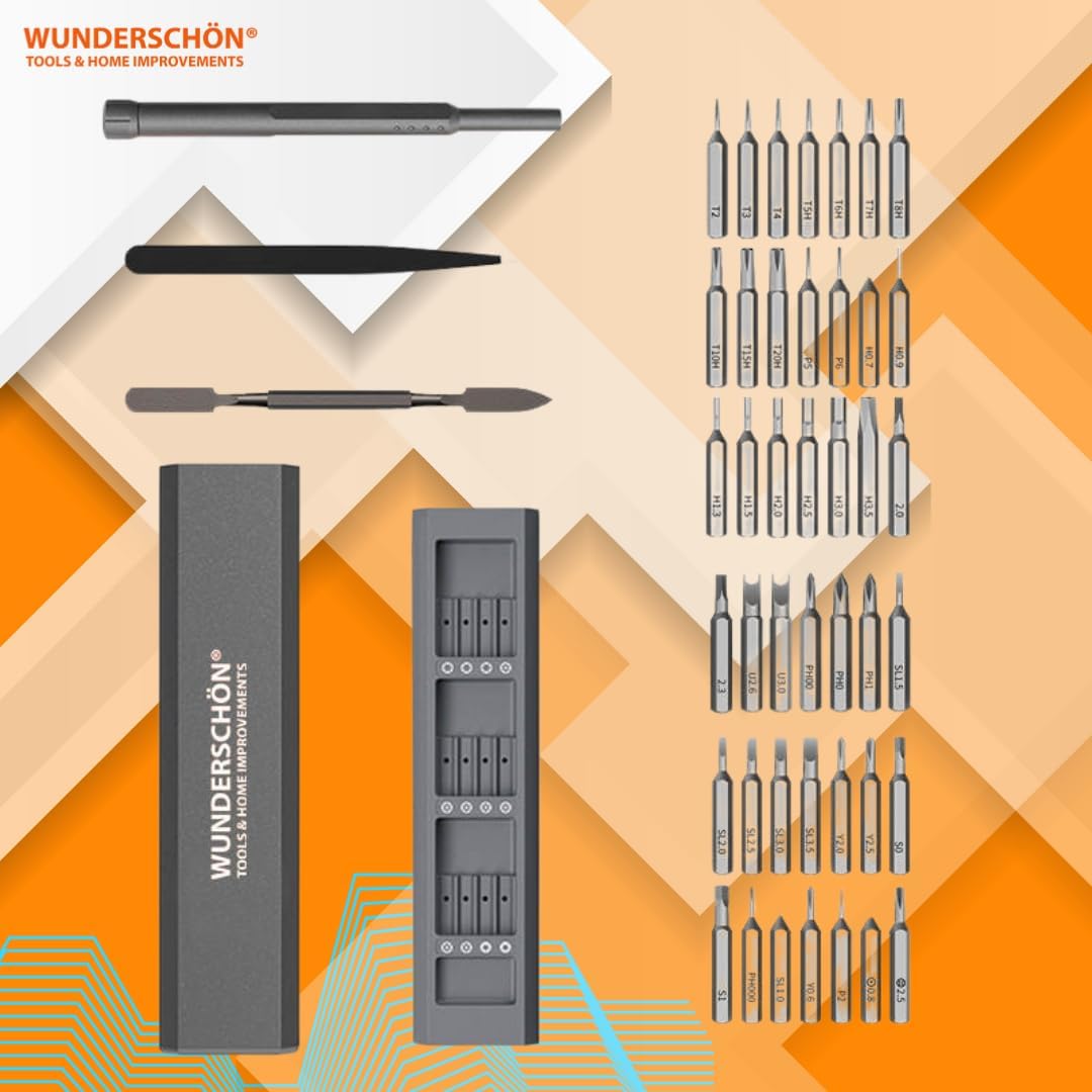 WUNEDRSCHÖN | 40 in 1 Multi Functional Reattaching Screwdriver Set Compact Metal Case_Suitable for Install and Repair Computer- Furniture - Automotive Parts - Appliances - Electronics (Model A-X40)