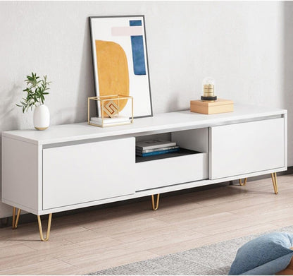 Danube Home Vesta TV Cabinet For Up To 50 Inches TV I Entertainment Modern Design Wall Unit Furniture I Wooden TV Stand For Living Room, Bedroom I TV Rack L 120 x W 40 x H 45 cm - White