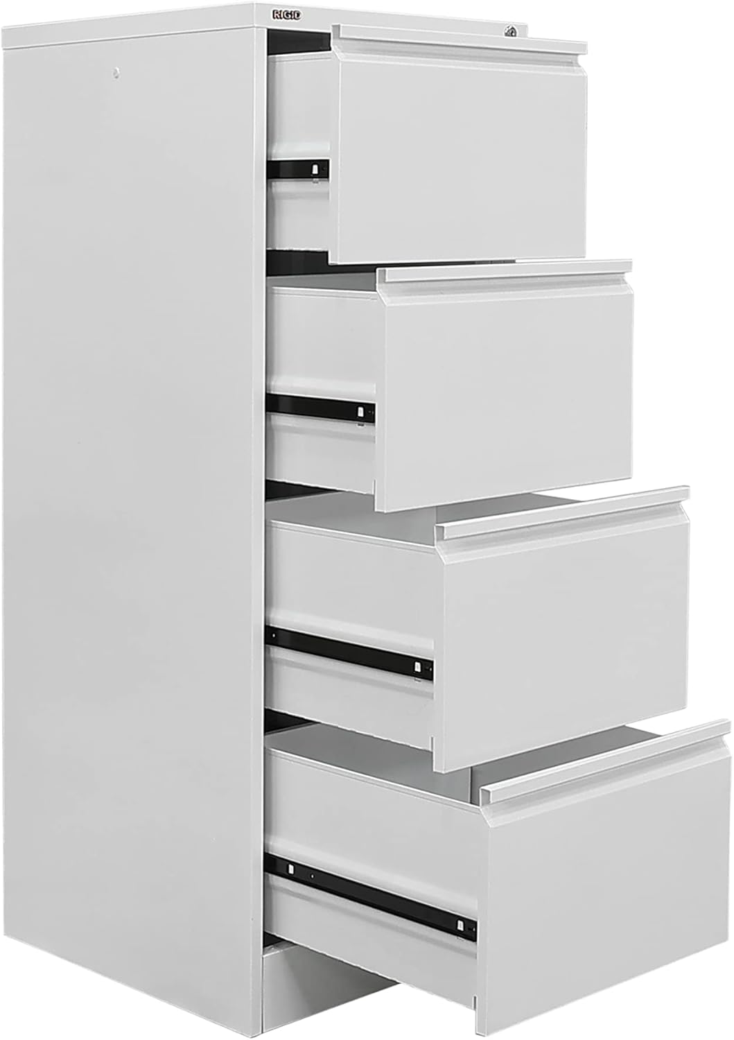 RIGID Steel Vertical Filing Cabinet Large Storage steel Cabinet, Metal Portable Cabinet with 4 Drawers for Legal Size (Grey)