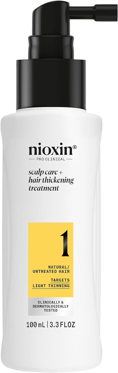 Nioxin System 1 Scalp & Hair Leave-In Treatment, Restore Hair Fullness, Prevent & Relieve Dry Scalp Symptoms, For Natural Hair with Light Thinning, 3.4 oz