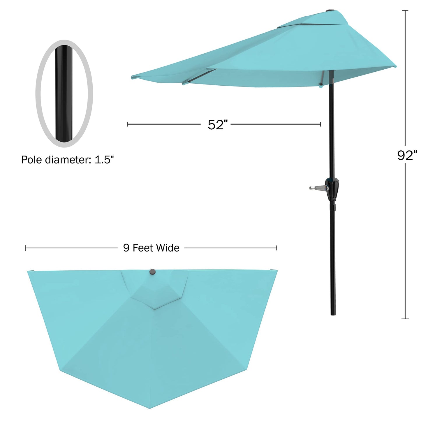 Pure Garden 9' Half Round Patio Umbrella