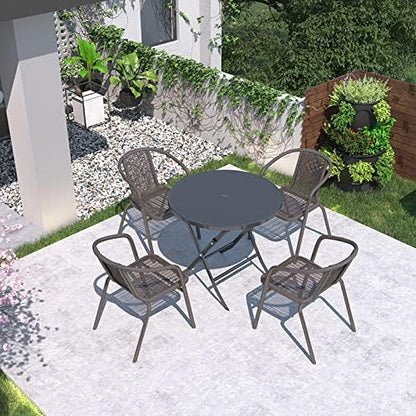 Maple Home Decoration Patio Table Chair Set Wicker Rattan Furniture Outdoor Garden Balcony Poolside (2 Chairs + 1 Table)