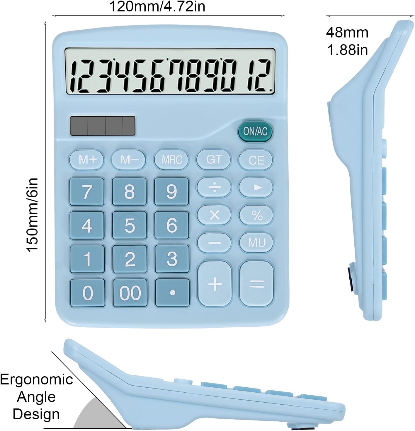 EooCoo Basic Standard Calculator 12 Digit Desktop Calculator with Large LCD Display for Office, School, Home & Business Use, Modern Design - Green