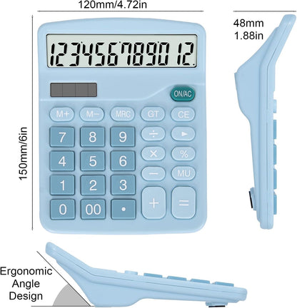 EooCoo Basic Standard Calculator 12 Digit Desktop Calculator with Large LCD Display for Office, School, Home & Business Use, Modern Design - Green