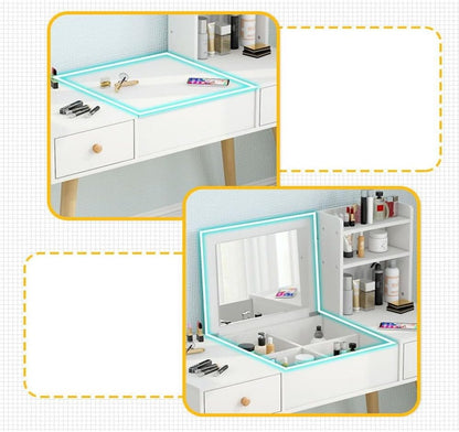 C&C Home Multifunctional Modern Design Makeup Dressing Table with Two Drawers Stylish Storage Solutions for Your Beauty Essentials and Accessories 100 x 40 x 111 cm.