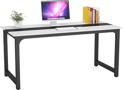 Tribesigns Computer Desk, Large Office Desk Computer Table Study Writing Desk for Home Office, Walnut + Black Leg, 63 X 23.6 inch