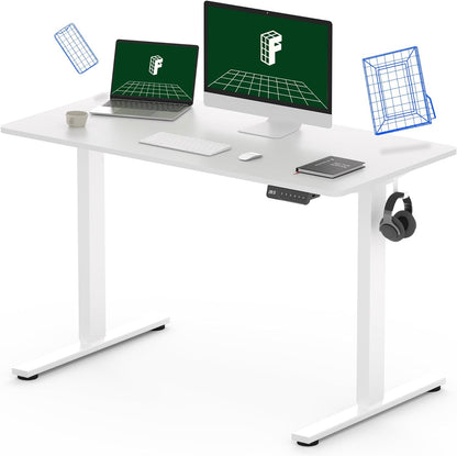 Flexispot EN1 Height Adjustable Standing Desk with Memory Height Adjustable Whole-Piece Desk Top (55x28, Black Frame + White Top)