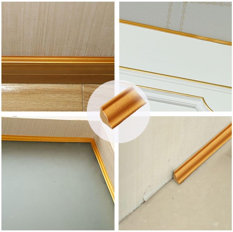 PVC Quadrant Trim,Skirting Board,Moulding Trim,Plastic Wall Corner Decoration Edging Strip Self Adhesive,Caulk Strip,Laminate Beading Anti-Mold Skirting Board,(5 Meters Long,27mm*20mm)