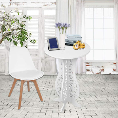 BigTree White Small Coffee Table Desk Wood Plastic Board Round Small Tea Corner Table Side End Occasional Lampe Plant Table Rack Stand Home Furniture Racks living room-60X40X31cm