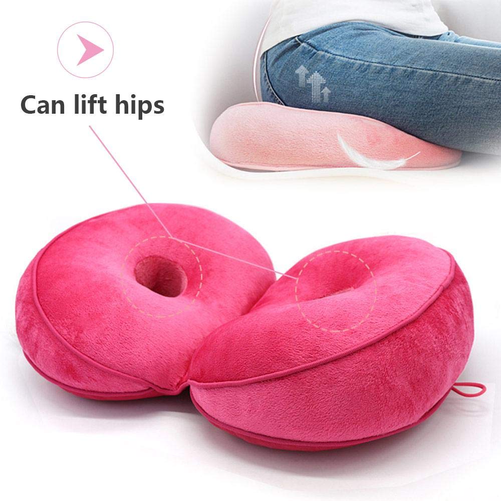 Comfort Seat Cushion, Dual Comfort Cushion Lift Hips Up Seat Cushion Multifunction, For Pressure Relief, Fits In Car Seat, Home, Office, 100% Memory Foam