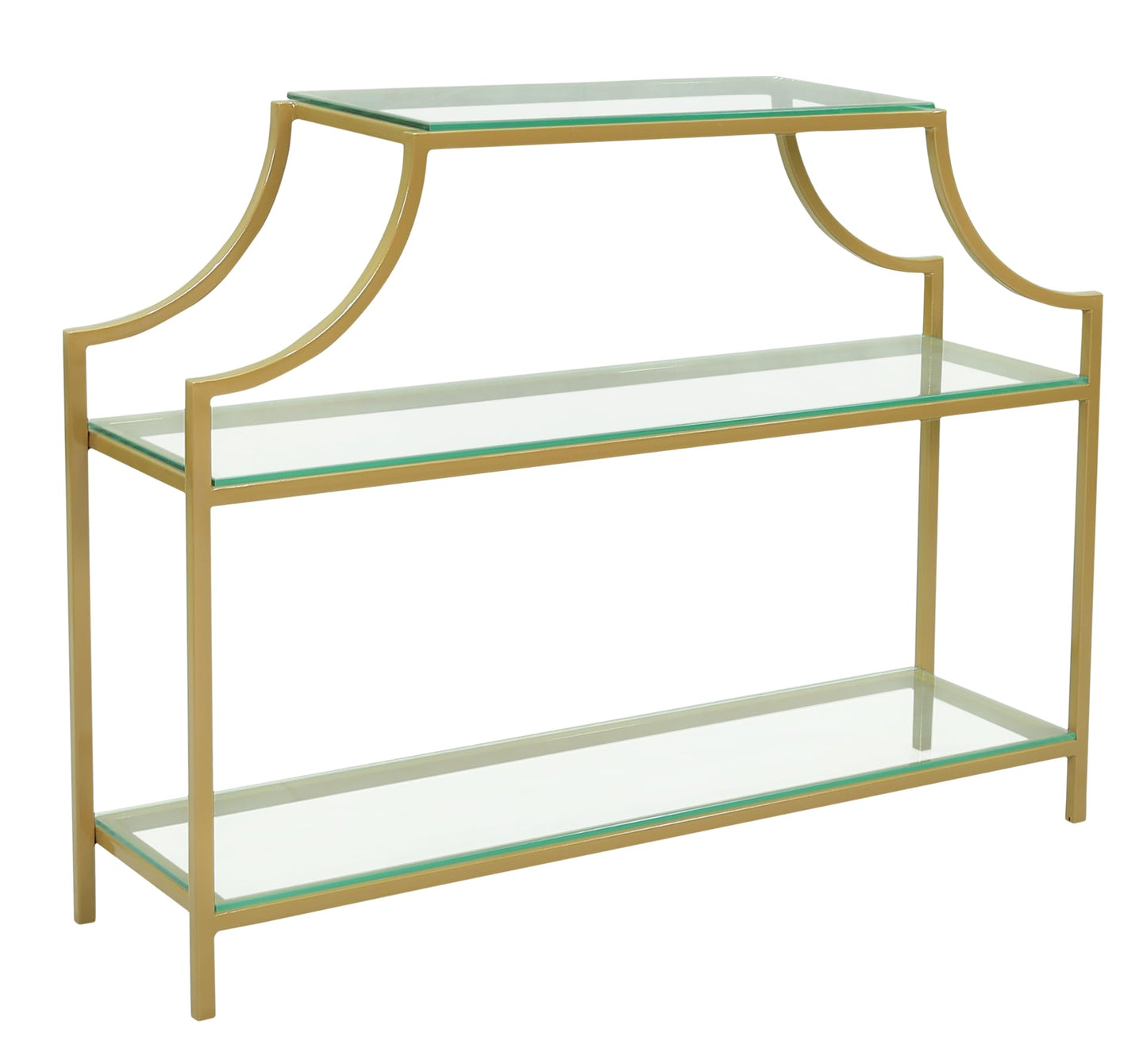 RIGID Console Table | Corner End Table with Stainless Steel Frame and Glass Top for Living Room, Office