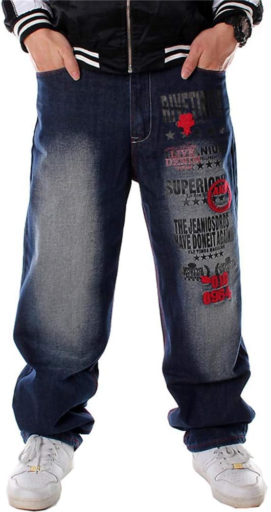 LUOBANIU Men's Vintage Hip Hop Style Baggy Jeans Denim Loose Fit Dance Skateboard Pants