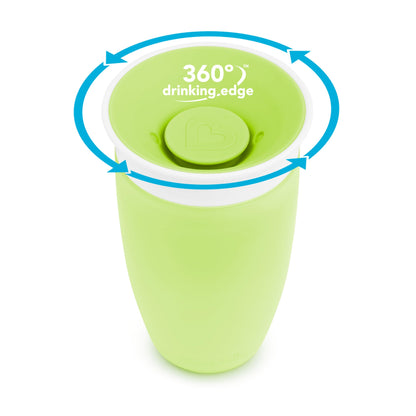 Munchkin Miracle 360 Sippy Cup, Trainer Toddler Cup, BPA Free Baby & Toddler Cups w.Handles, Non Spill Cup, Dishwasher Safe Baby Cup, Leakproof Childrens Cup, 6+ Months - 7oz/207ml, 2 Pack, Blue/Green