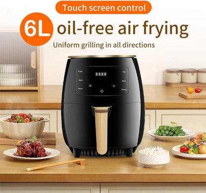 AirFryer Air Fryers 8 Pre-set Programs, Temperature & Time Control, Hot Air Circulation Intelligent touch panel，Best for Frying, Grilling, 6 Liters, 2400 Watts, 220V Black