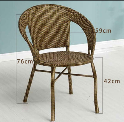 Yulan Rattan Chair&Table Set, 2pcs Wicker Armchair with 1pcs Coffee Table, Indoor Outdoor Home Coffee Shop Garden Backyard Balcony Patio Furniture (Gold Green) 580