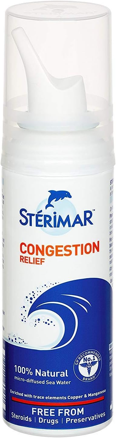 Sterimar Nasal Spray - Congestion Relief - Natural Sea Water with Copper & Magnesium - 100ml - Pack of 2